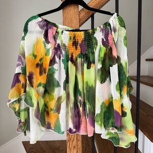 Rinascimento Multicolor Off-Shoulder Blouse